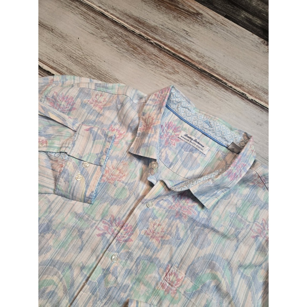 Tommy Bahama Barbados Breeze Stretch Long Sleeve Stripe Shirt 3XLB Linen Blend‎